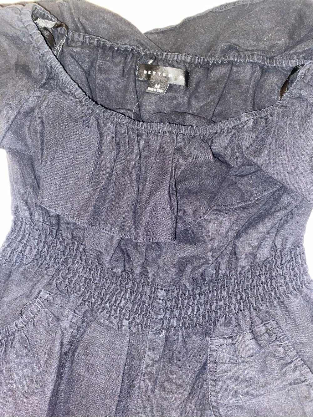 Black Strapless Ruffle Romper